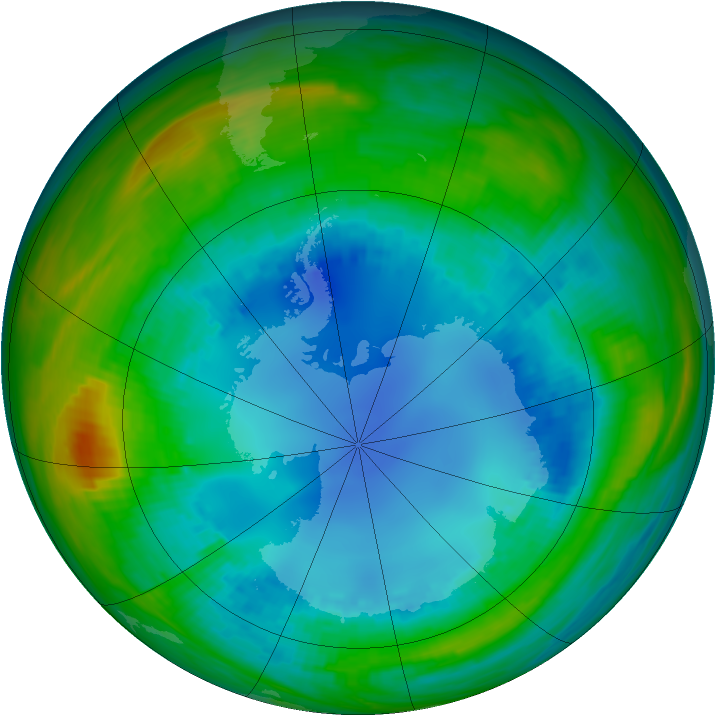 Antarctic ozone map for 13 August 1987
